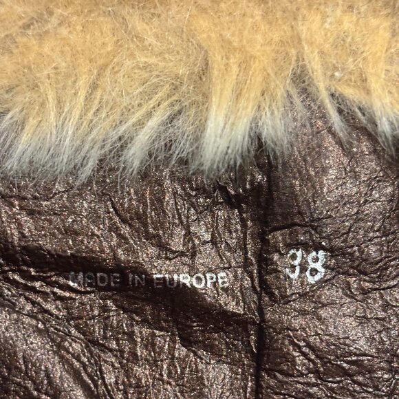 Sacco Cognac Leather Fur Trim Clog Boots | 2.5" Wood Heel | EU 38 / US 7.5 - Picture 6 of 8